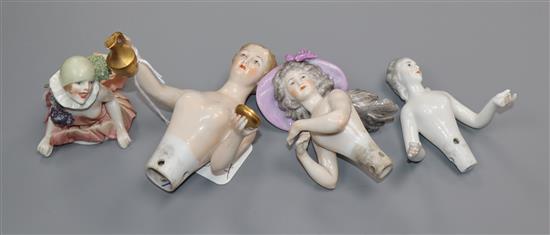 Four 1920-30s porcelain pin dollies